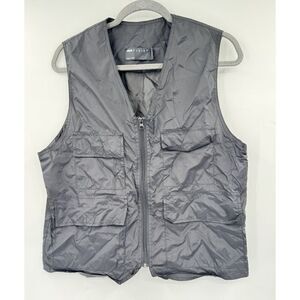 ASOS Men’s Utility Windbreaker Cargo Vest Pocket Front Black Zip Top Size S